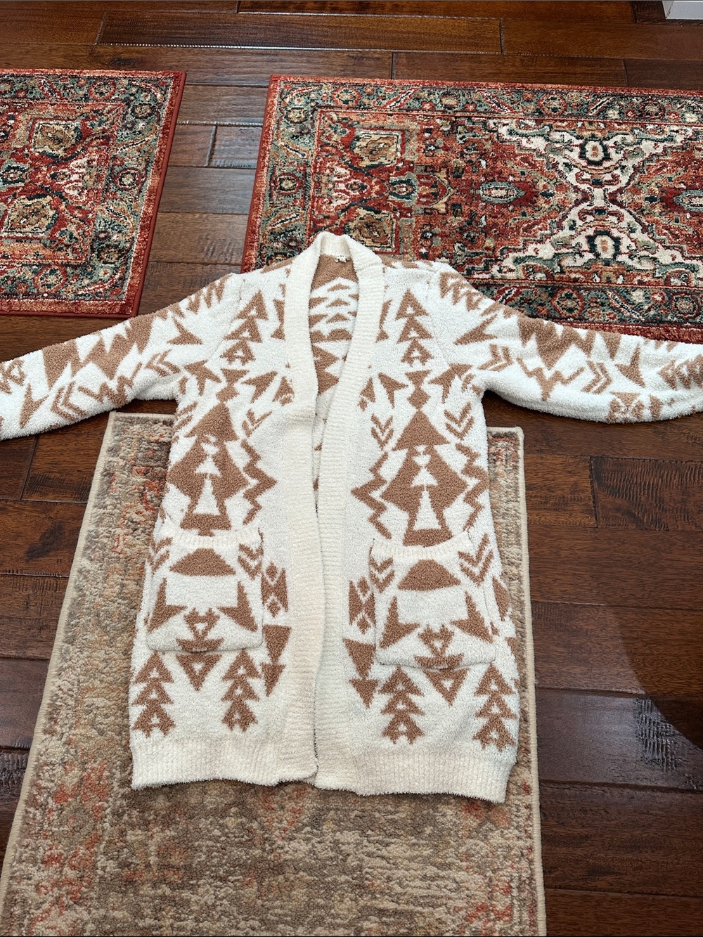 JODIFL Cream and Tan “Aztec” Cardigan